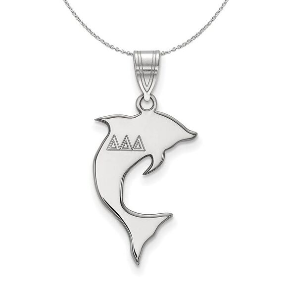 Sterling Silver Delta Delta Delta Medium Pendant Necklace - 24 Inch - Picture 1 of 8